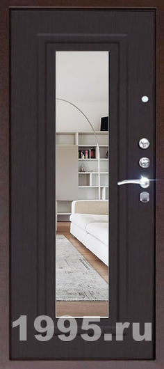 Металлические двери с зеркалом и МДФ № 18 Металлические двери с зеркалом и МДФ № 18